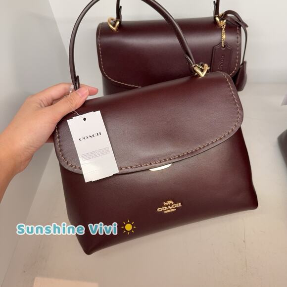 NWT Coach Emory Top Handle Bag Smooth leather CCE54 Gold/ESPRESSO - Picture 4 of 15